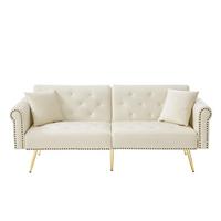 SCHLAFSOFA 2-in-1 Funktion Velours - Beige, Kunststoff (173/70/75cm) - Urban Meuble