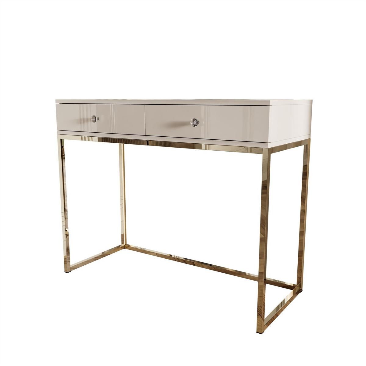 KONSOLE Glamour auf goldchrom Gestell mit Kristallgriff - Kaschmir/Transparent, Holzwerkstoff (100/81/42cm) - Lookway