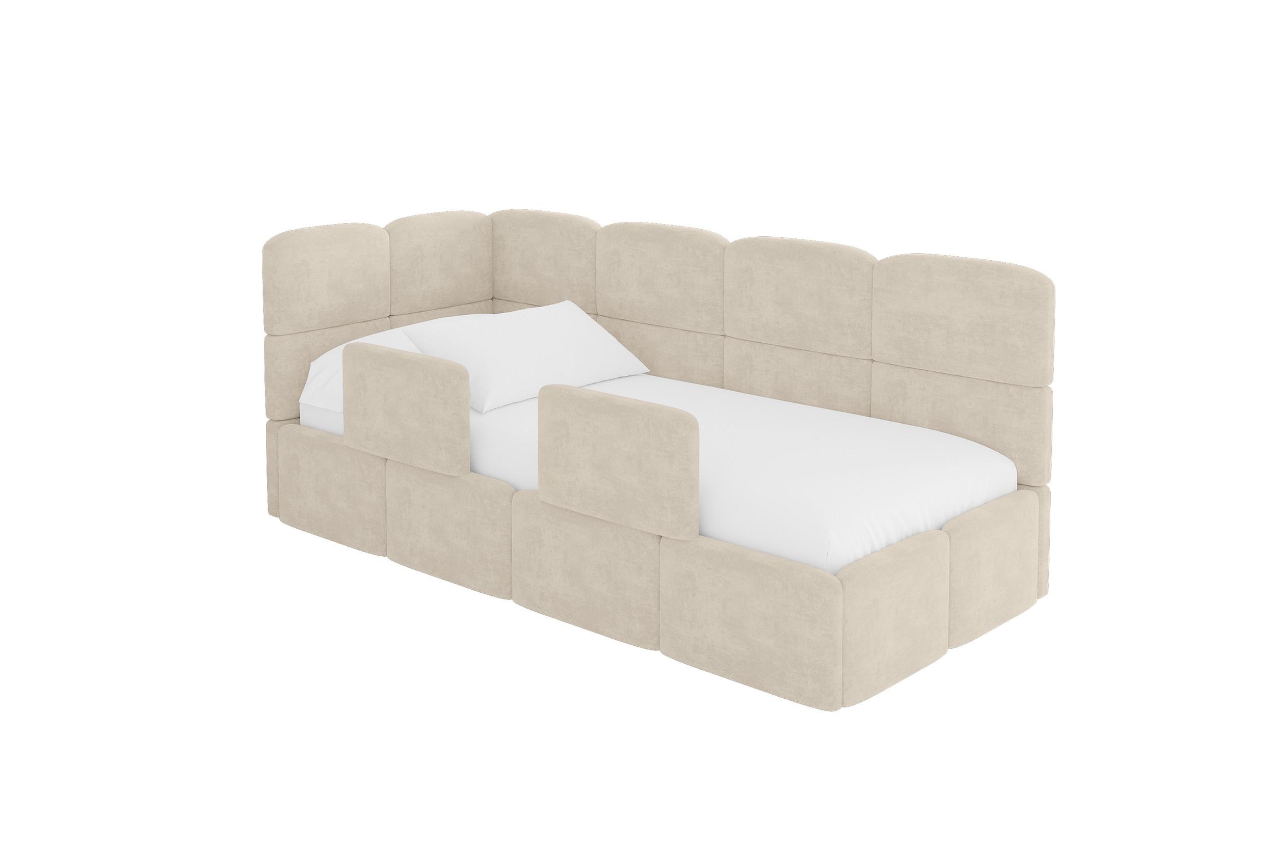 EINZELLBETT Jugendbett mit Bettkasten, Rechts - KIVY 100x200 Beige - Beige, Holzwerkstoff/Textil (100/200cm) - ALTDECOR
