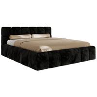 POLSTERBETT NIRA CLASSIC 200/200 - Schwarz Plüsch - Multipocket-Matratze - Schwarz, Textil (200/200cm) - MKS