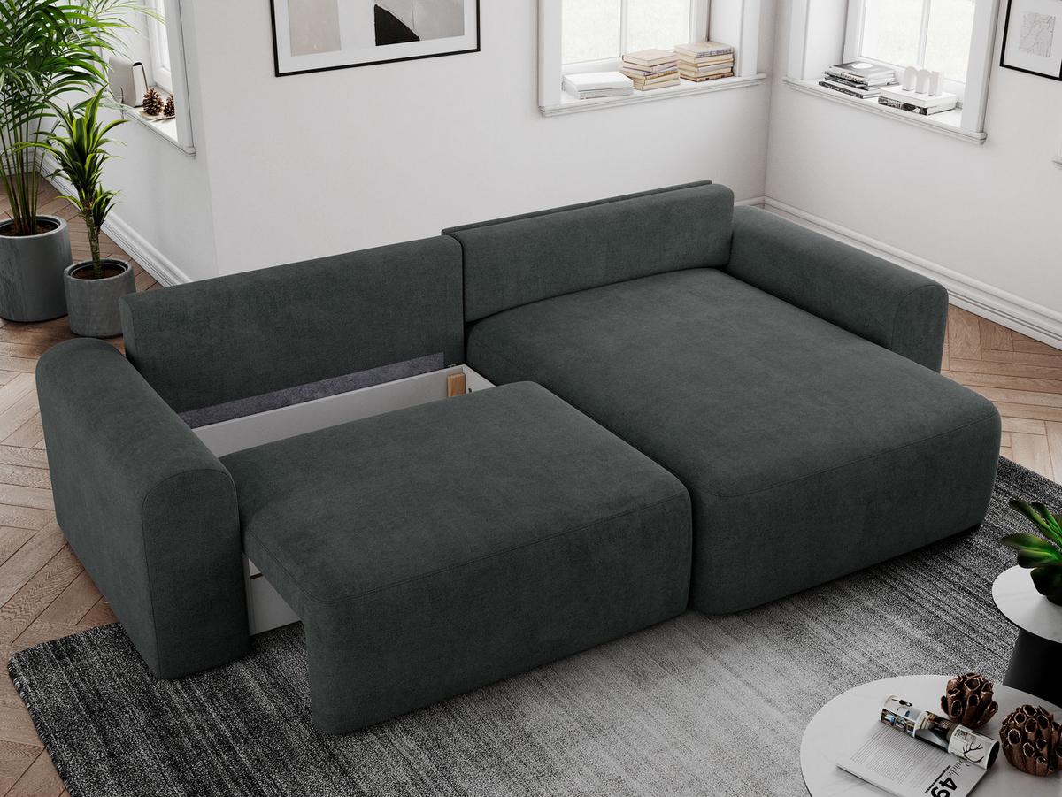 ECKSOFA NELSON Dunkelgrau Struktur - Dunkelgrau/Schwarz, Kunststoff/Textil (274/152cm) - MKS