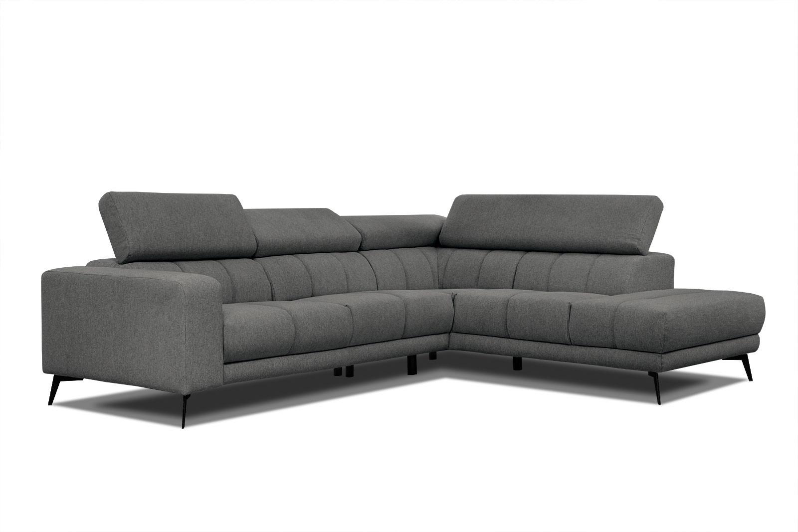 ECKSOFA MORELLO 5-Sitzer, dunkelgrau - Dunkelgrau/Schwarz, Holzwerkstoff/Textil (287/228cm) - Wozimo