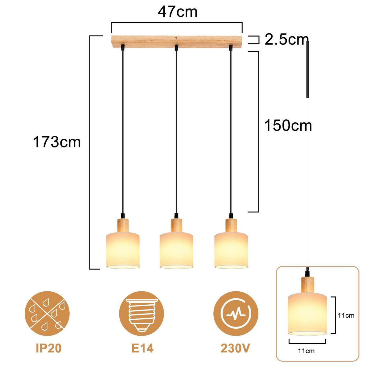 PENDELLEUCHTE Zukunft 47/11/173 cm - Weiß, Holzwerkstoff (47/11/173cm) - Nettlife