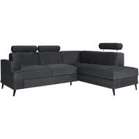 ECKSCHLAFSOFA Kordian rechts graphit - Graphitfarben, Textil (250/200cm) - Beautysofa