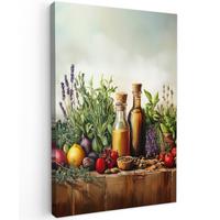 LEINWANDBILD Stilleben - Kräuter - Gewürze - Früchte - Farbenfroh Wanddeko 40x60 cm - Grün, Textil (40/60cm) - MuchoWow