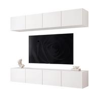 WOHNWAND ANGEL I Mattweiß hängend mit LED-Beleuchtung 200 cm - Weiß, Holzwerkstoff (200/36/40cm) - Idohome