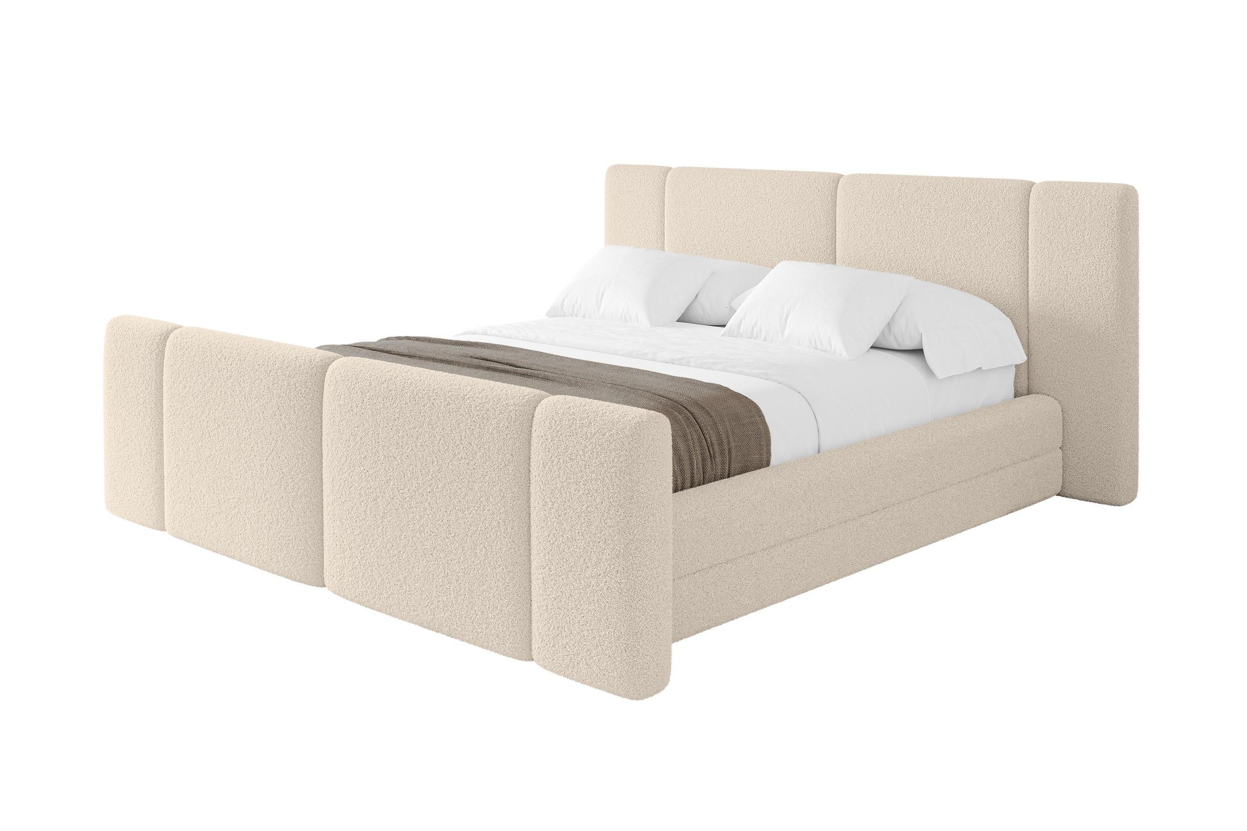 POLSTERBETT mit Bettkasten, Fußteil und Lattenrost, Boxbett ohne Matratze - TEVO-Z 160x200 Dunkelbeige - Cappuccino, Holzwerkstoff/Textil (160/200cm) - ALTDECOR