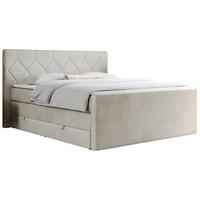 BOXSPRINGBETT KING EIGAR 200/200 Beige Velvet - H4 - Beige, Holz/Textil (200/200cm) - MKS