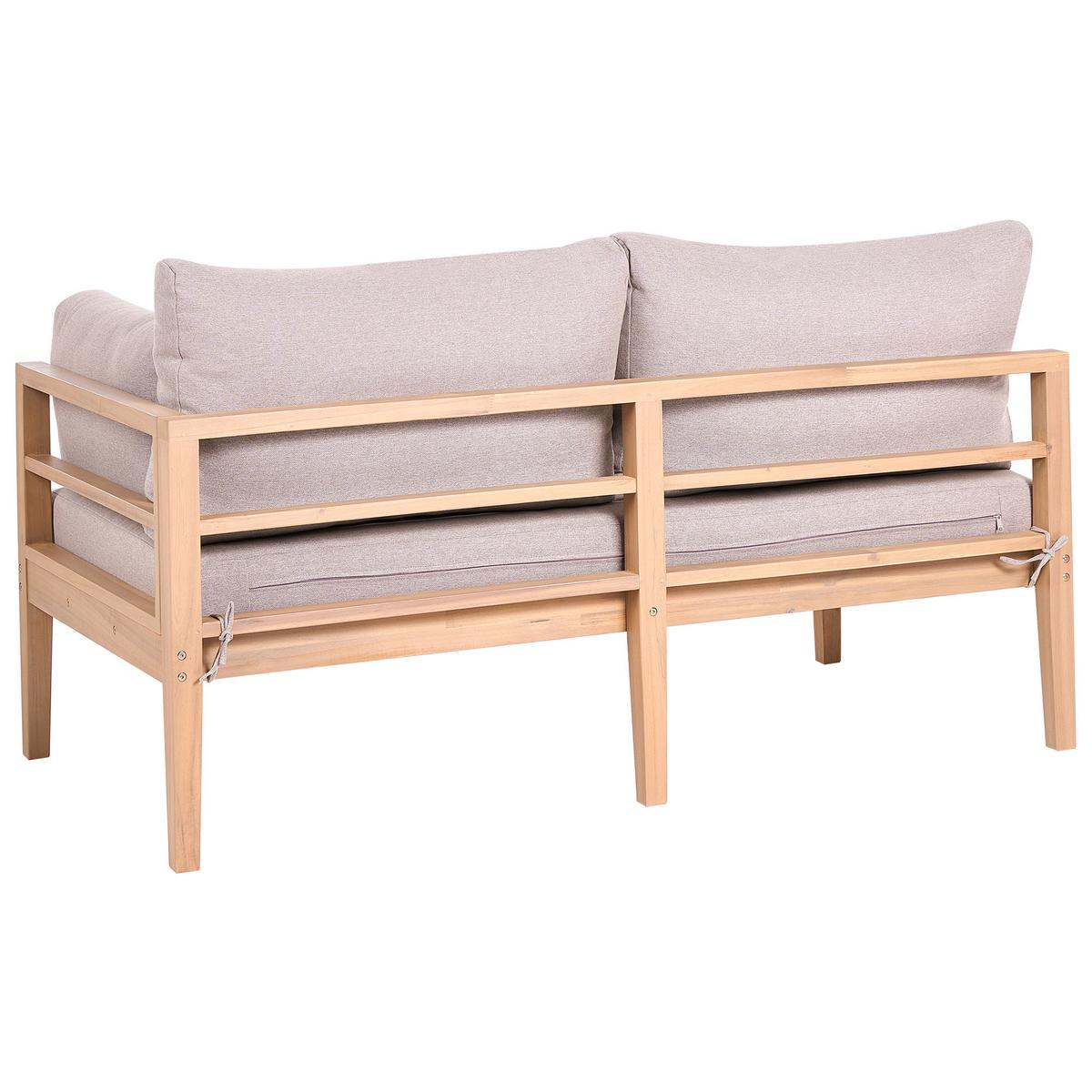 LOUNGE-SET mit Tisch 3-Sitzer Akazienholz Hellbraun Talla - Hellbraun/Beige, Holz - Beliani