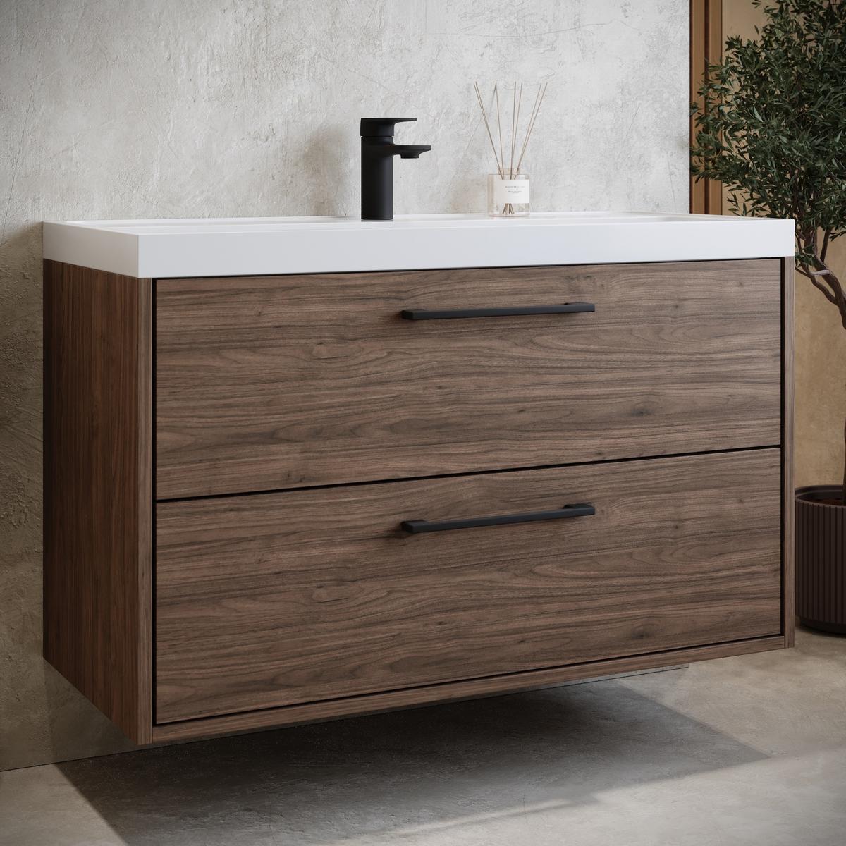 BADMÖBEL-SET Florence 2 Teile Walnuss Braun - 80 x 35 x 51 cm - Eichefarben, Holz (80/46/40cm) - Badplaats