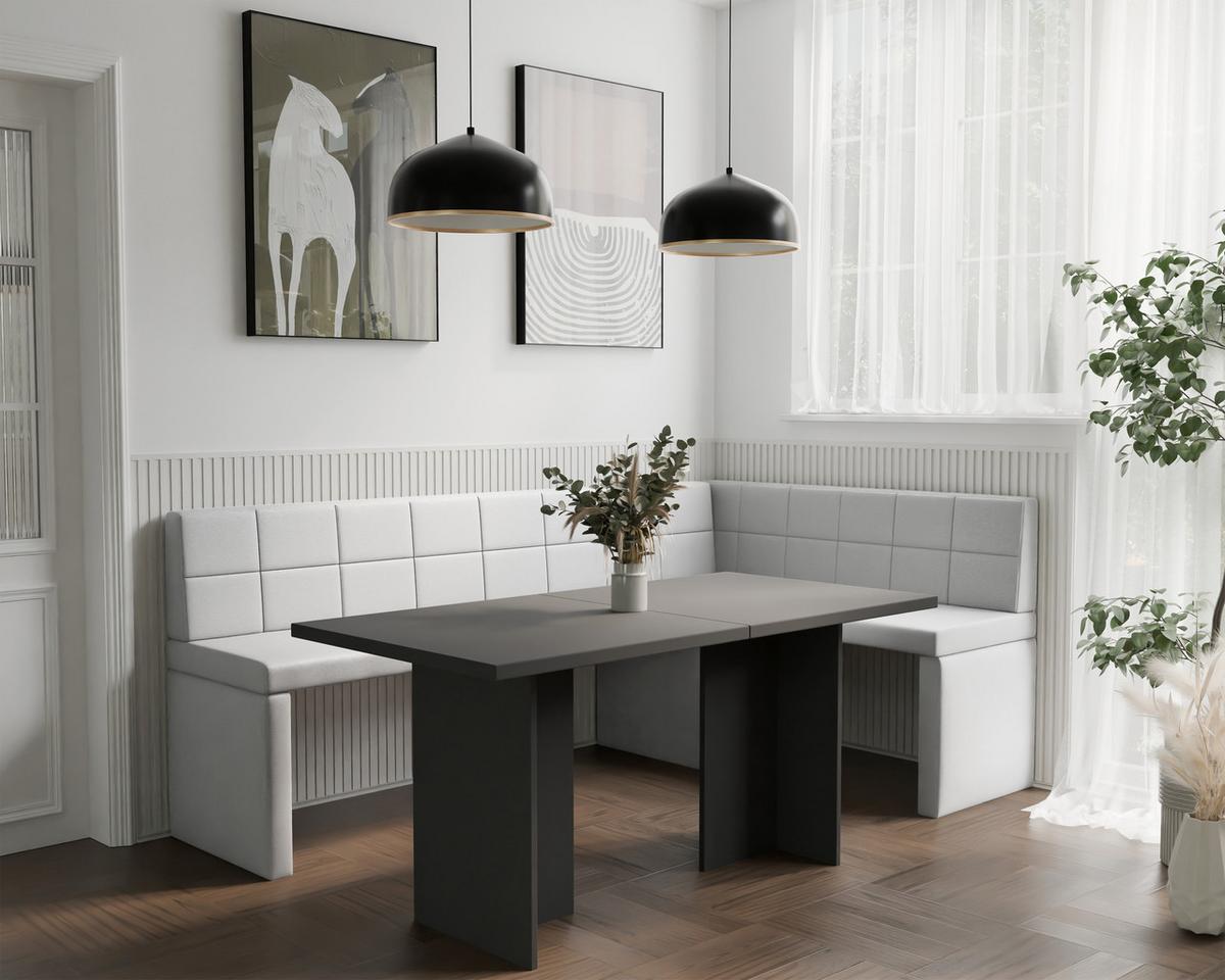 ECKBANK rechts MELVIN Kunstleder, 128/168 cm Weiß - Weiß, Holz/Kunststoff (128/168cm) - Idohome