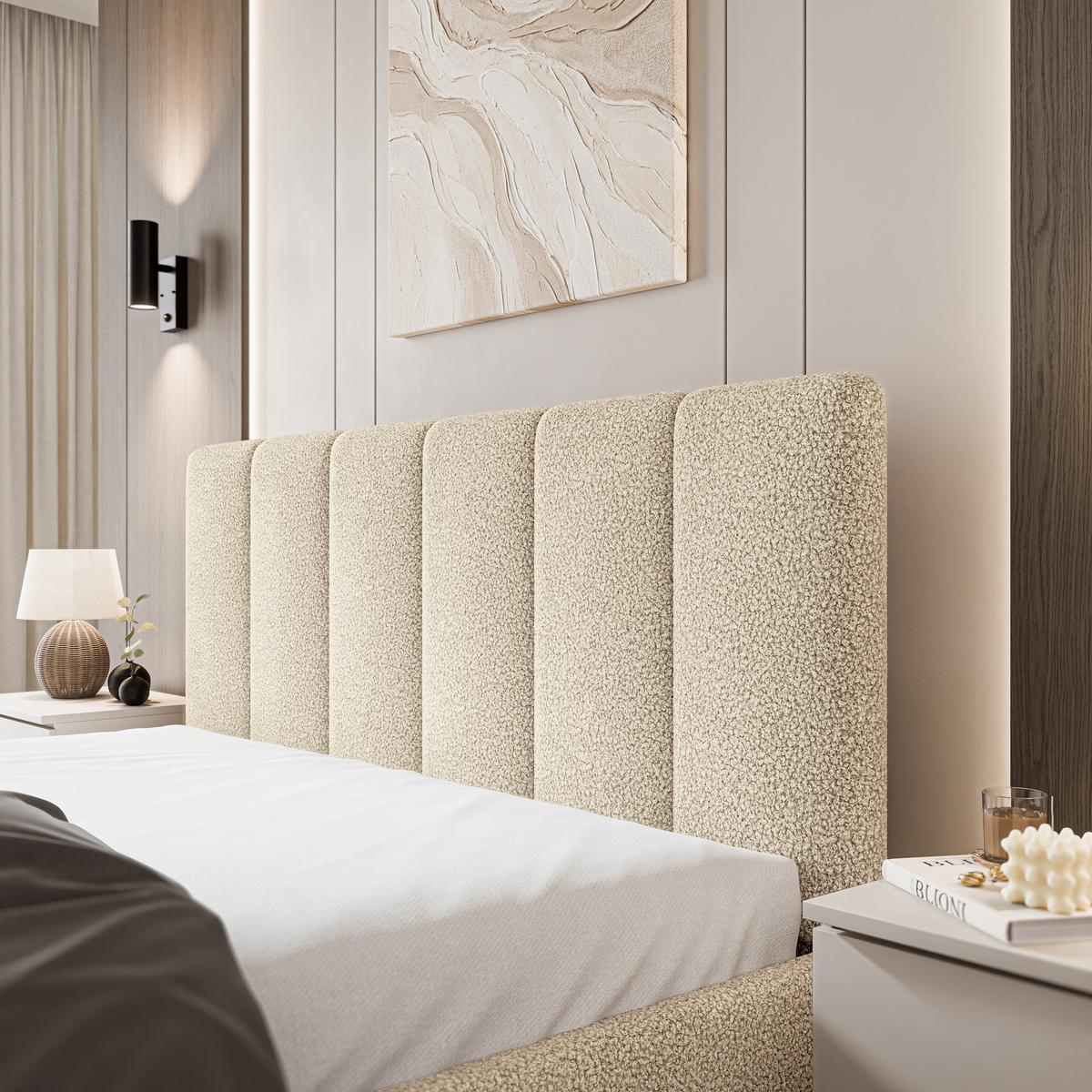 POLSTERBETT NEMIS 120x200 cm mit Bettkästen - Creme - Creme, Holz (120/200cm) - MASSENO