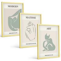 BILDER SET 3er Set - 40x60 cm Goldrahmen - Abstrakte Pastellfiguren - Goldfarben, Kunststoff (40/60cm) - TULUP