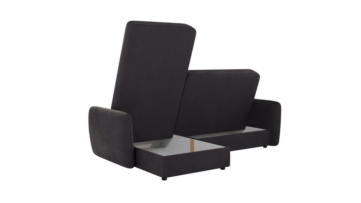 ECKSOFA Lupo Graphit Mikrofaser - Graphitfarben/Schwarz, Holz/Kunststoff (232/147cm) - S-Style Möbel