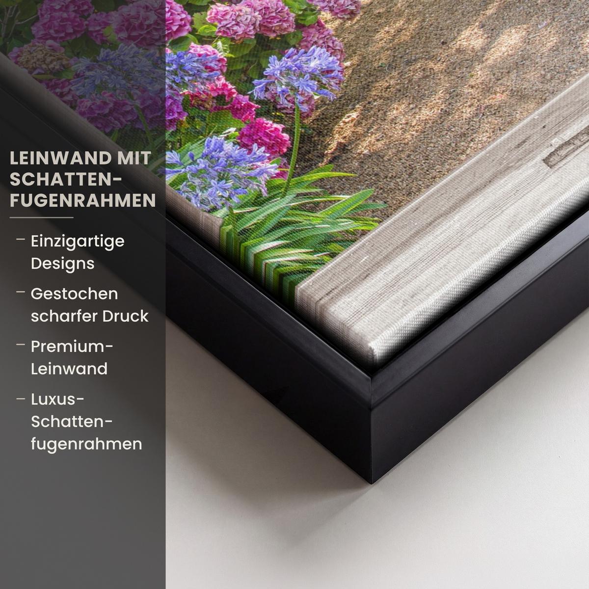 LEINWAND Bilder mit Rahmen - Hortensie - Durchsichtig - Blumen - Sommer - Lila - Weg - 20x30 - Lila, Textil (20/30cm) - MuchoWow