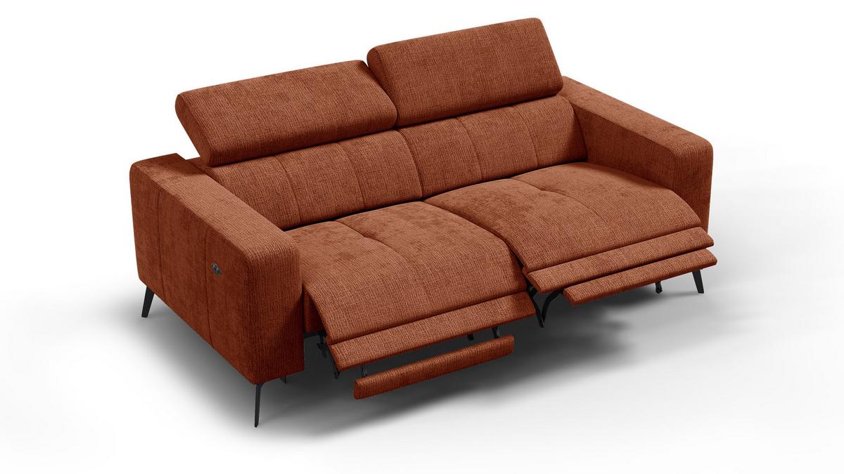 RELAXSOFA MORELLO 3-Sitzer, rostrot, 2 x Relax Zero Gravity - Orange, Holz/Textil (206/82/103cm) - Wozimo