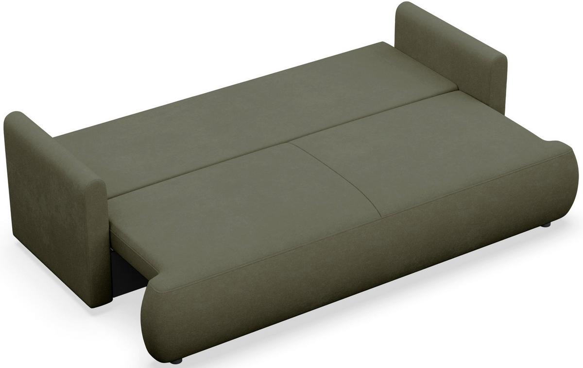 SCHLAFSOFA Ovo Mini Olivgrün Chenille Easy Clean - Schwarz/Olivgrün, Kunststoff/Textil (226/90/97cm) - Selsey