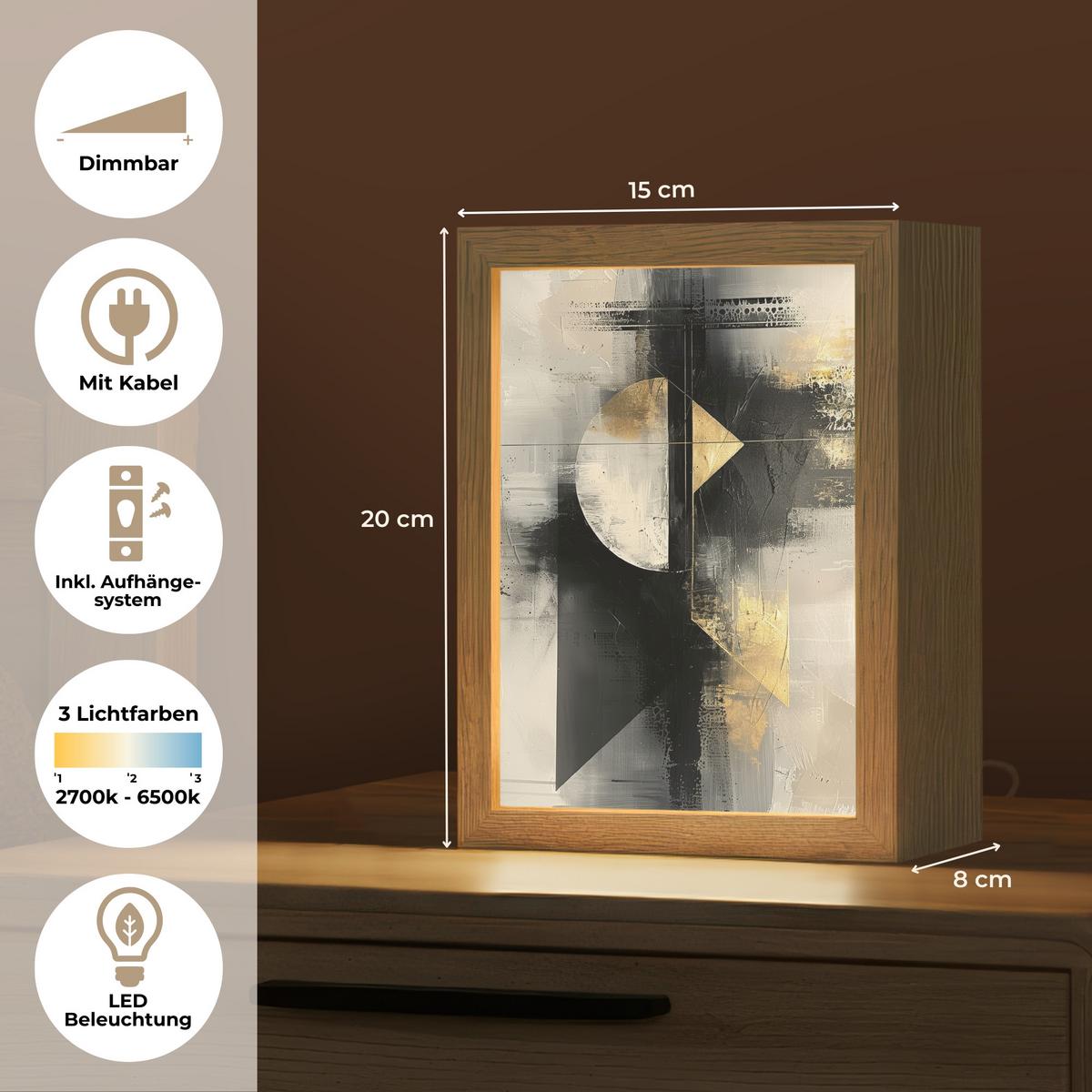 WANDLEUCHTE Abstrakt - Schwarz - Farbe - Modern 15x20 cm - Grau, Holzwerkstoff (15/20/8cm) - OnlyWow