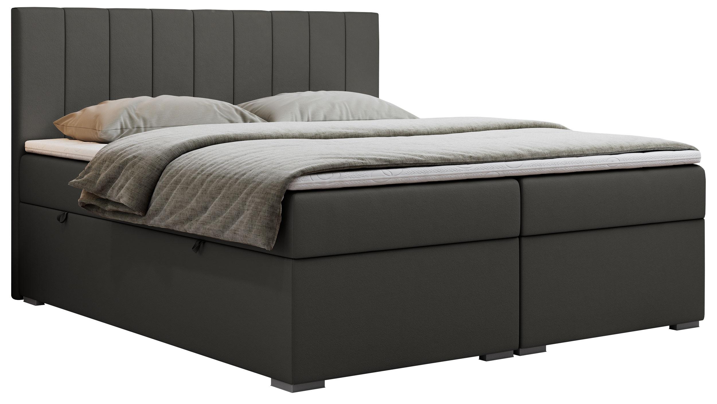BOXBETT LOPE 120/200 - Dunkelgrau Kunstleder - H4 - Dunkelgrau, Holz/Textil (120/200cm)