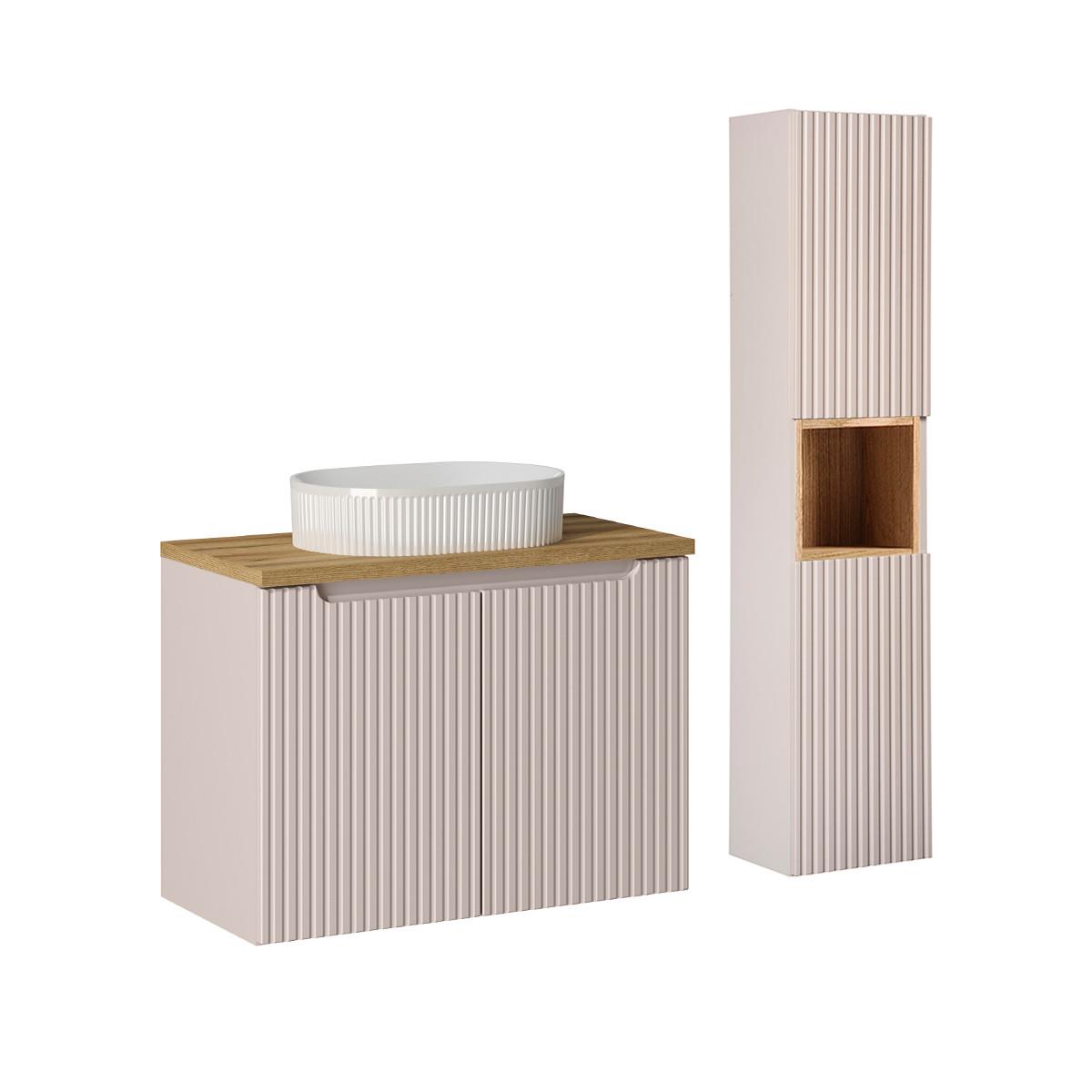 BADMÖBEL 80cm Riva 2er-Set Kaschmir - Kaschmir, Holzwerkstoff (80/57/40cm) - Petits-meubles