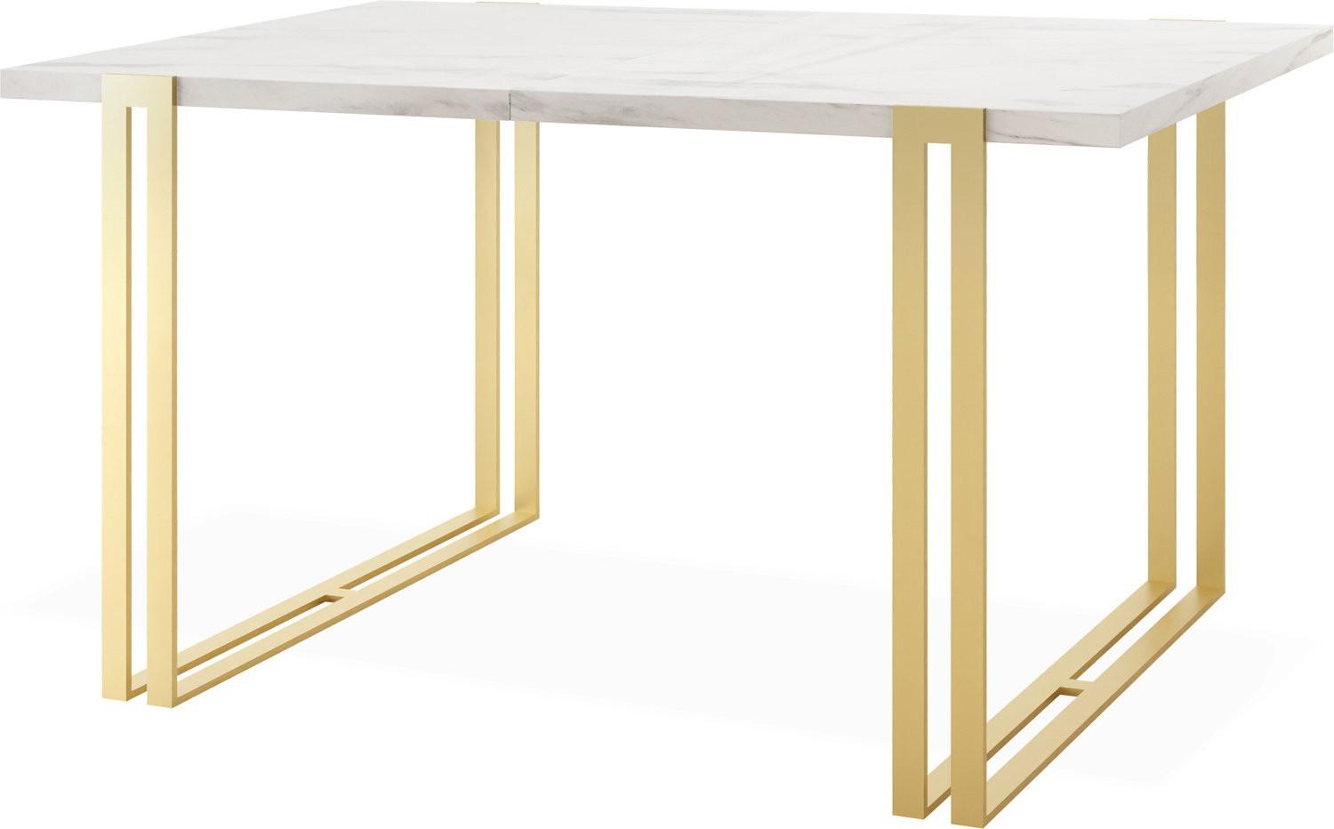 ESSTISCH Stella rechteckig ausziehbar, Marmor Weiß 140-260/80/76 cm - Ecru/Goldfarben, Holzwerkstoff/Metall (80/240/76cm) - WFL GROUP