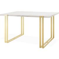 ESSTISCH Stella rechteckig ausziehbar, Marmor Weiß 140-260/80/76 cm - Ecru/Goldfarben, Holzwerkstoff/Metall (80/240/76cm) - WFL GROUP