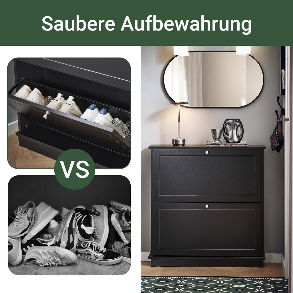 SCHUHSCHRANK Schwarz - Schwarz, Holzwerkstoff (76/79/18cm) - SoBuy