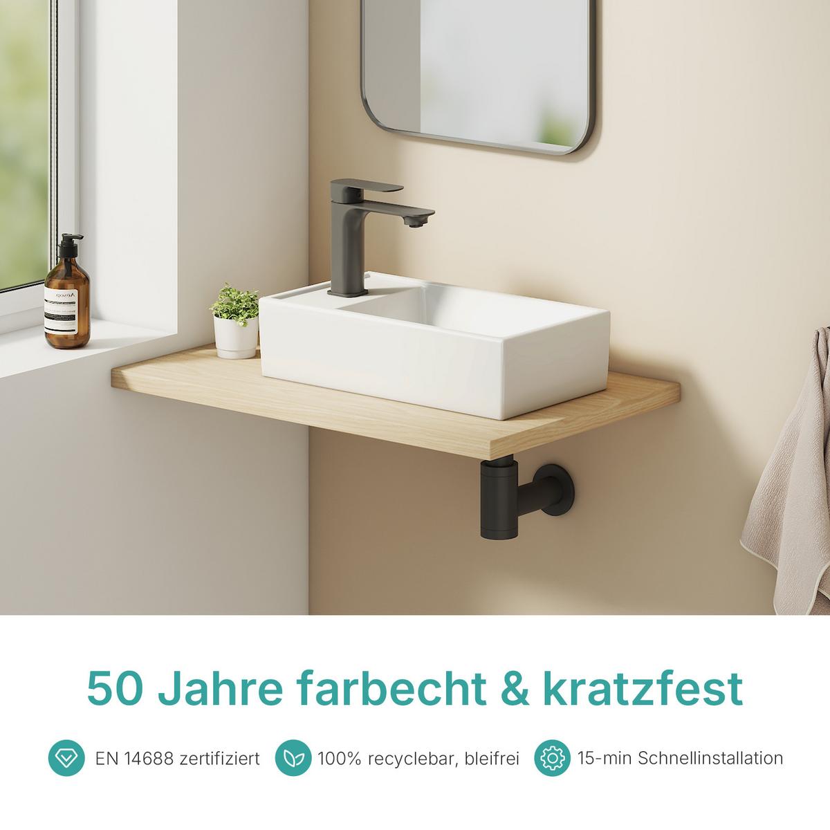 WASCHBECKEN Keramik Aufsatzbecken 41,6/22,3 cm - Weiß, Keramik (41/10/22cm) - EMKE