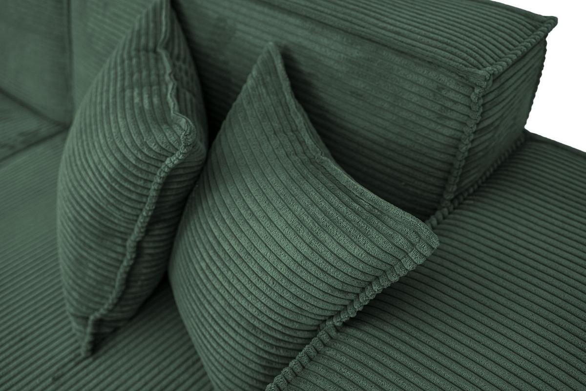 ECKSOFA Hana Loft 3-Sitzer Ecke Rechts, Cordstoff Chenille, Dunkelgrün 241/80/168 cm - Dunkelgrün/Schwarz, Textil/Metall (241/168cm) - WFL GROUP