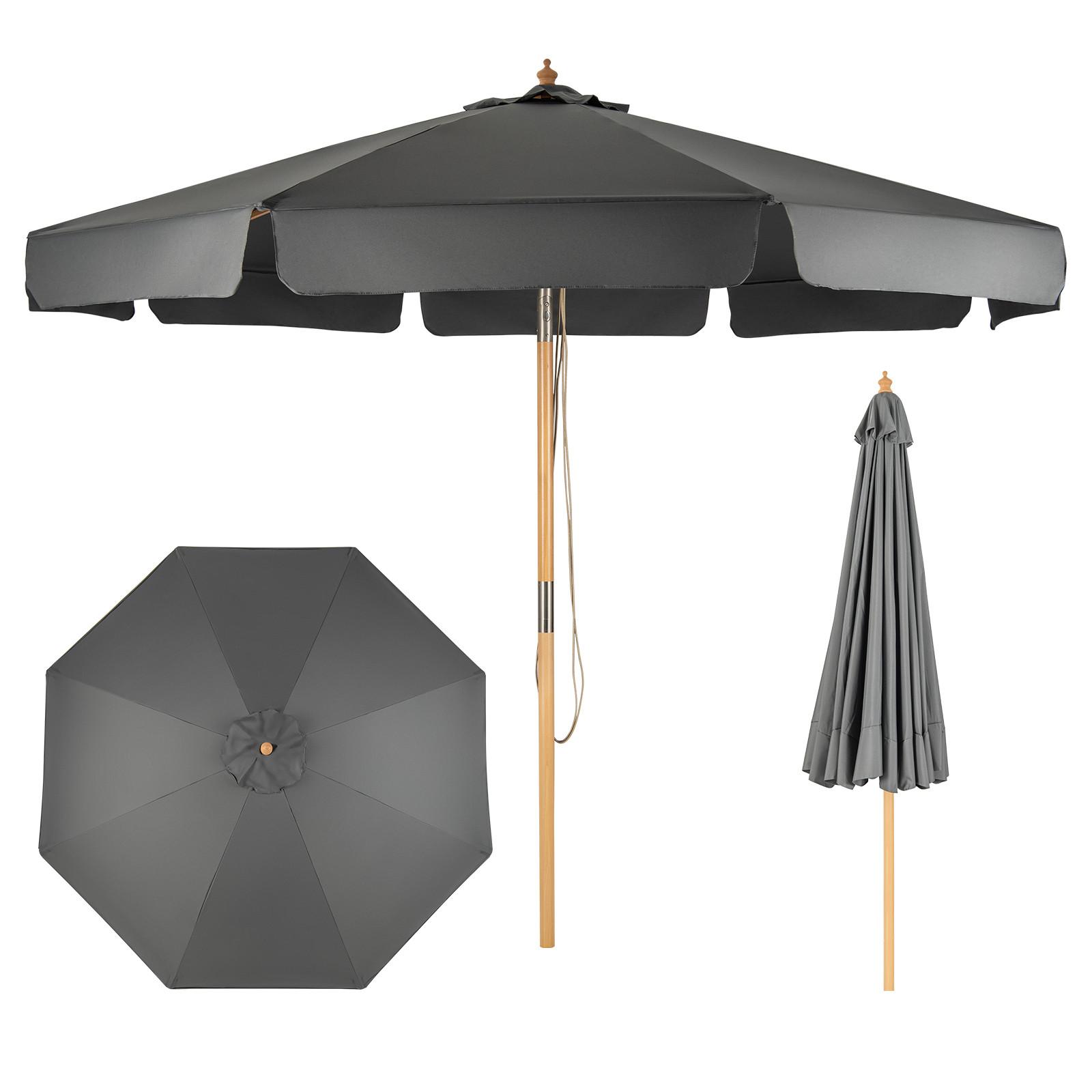 SONNENSCHIRM 300cm Schwarz - Schwarz, Holz (300/300cm) - COSTWAY