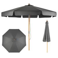 SONNENSCHIRM 300cm Schwarz - Schwarz, Holz (300/300cm) - COSTWAY