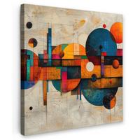 LEINWANDBILD Vintage - Moderne Kunst - Orange - Geometrische Formen Deko Wohnzimmer 20x20 cm - Multicolor, Textil (20/20cm) - MuchoWow