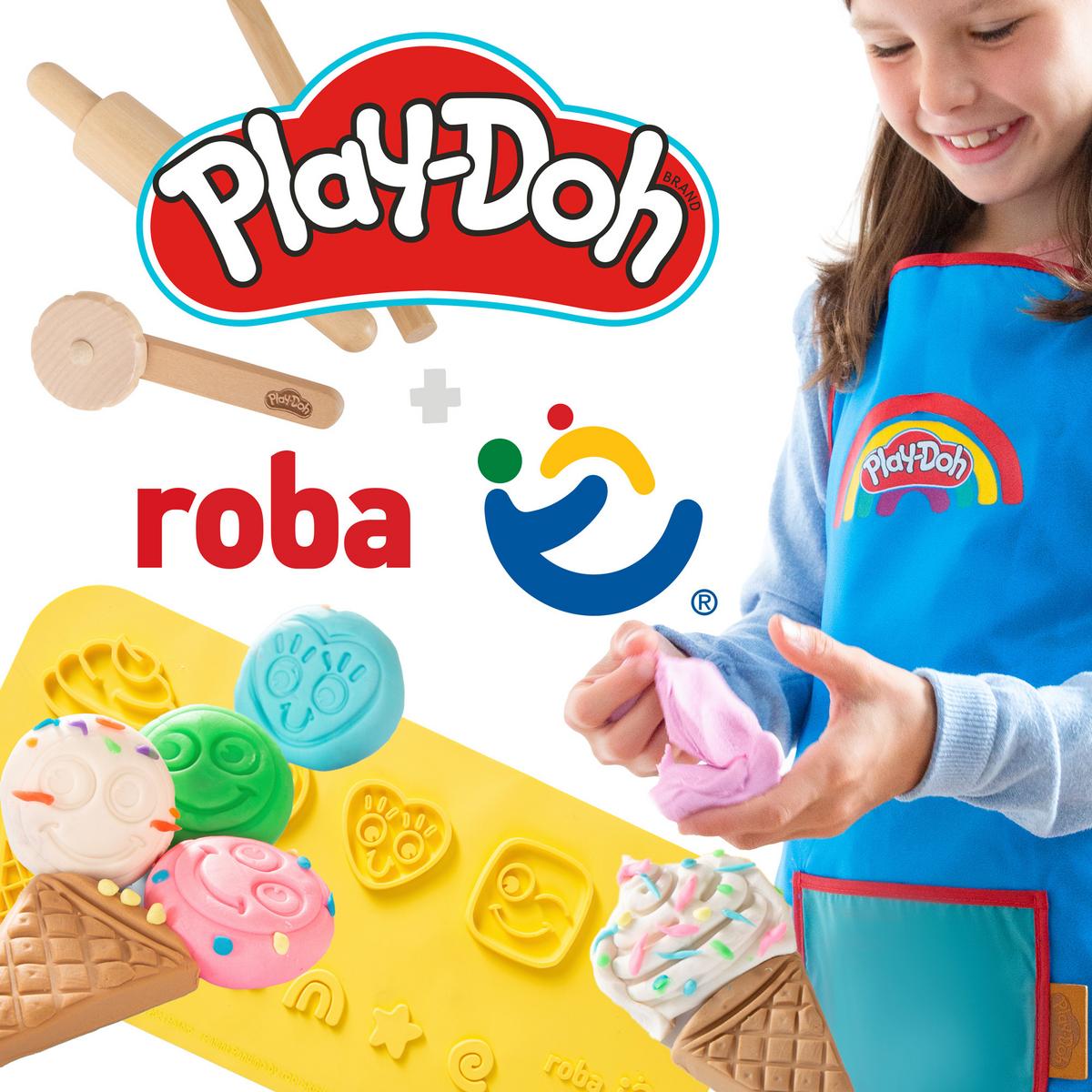SPIELSET KNETE roba x Play-Doh Mittel - Grau, Holz/Kunststoff (30/40/1cm) - Roba