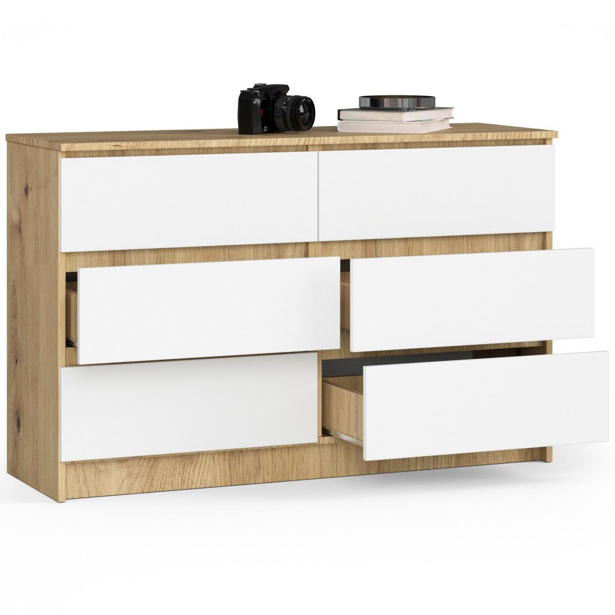 KOMMODE Eiche Artisan, Weiß 77/120/40 - Eiche Artisan/Weiß, Holzwerkstoff (120/77/40cm) - RAUMHIRSCH FURNITURE