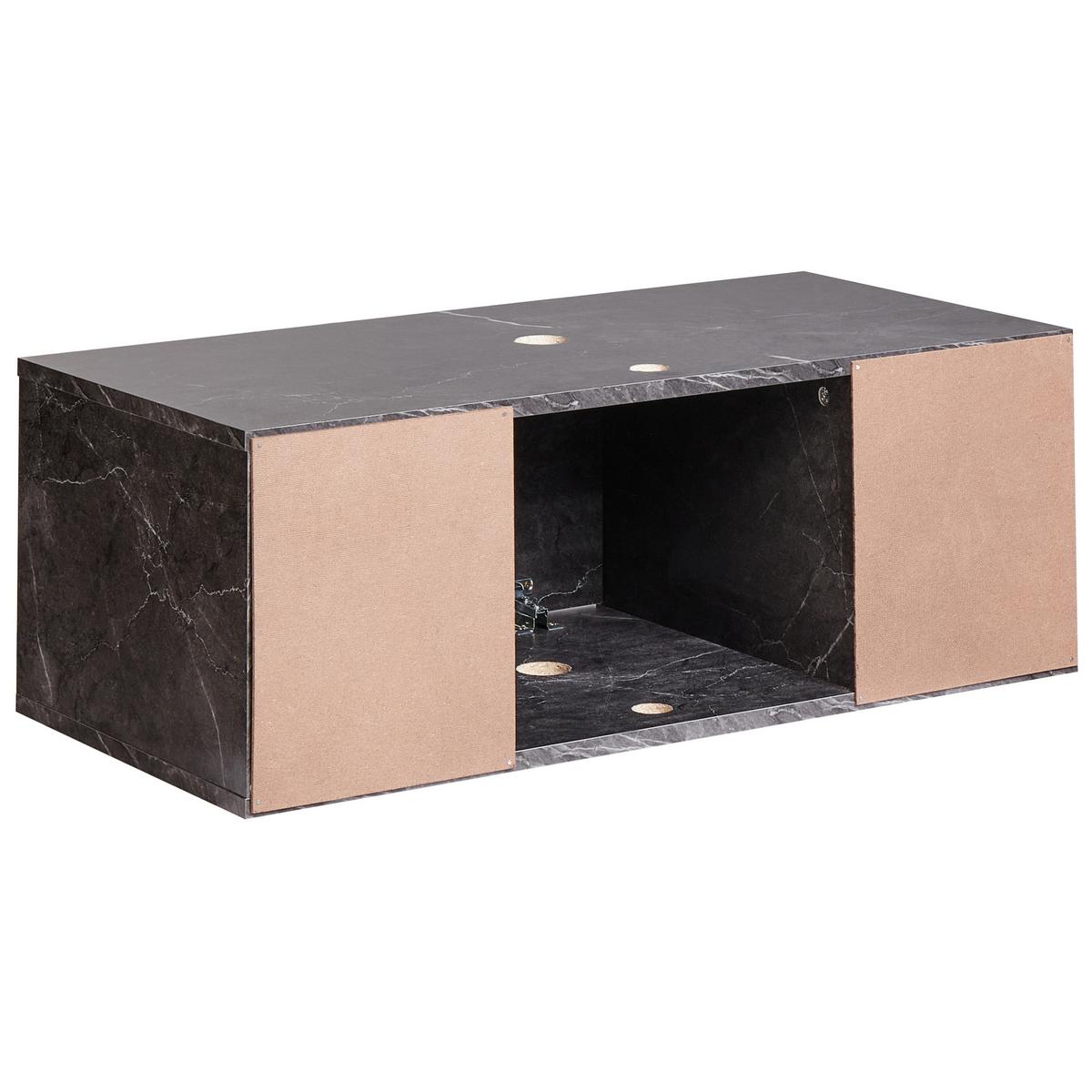 WASCHBECKENUNTERSCHRANK wandmontiertk 80 cm Schwarzer Marmor Cascavel - Schwarz, Holzwerkstoff (80/28/40cm) - Beliani