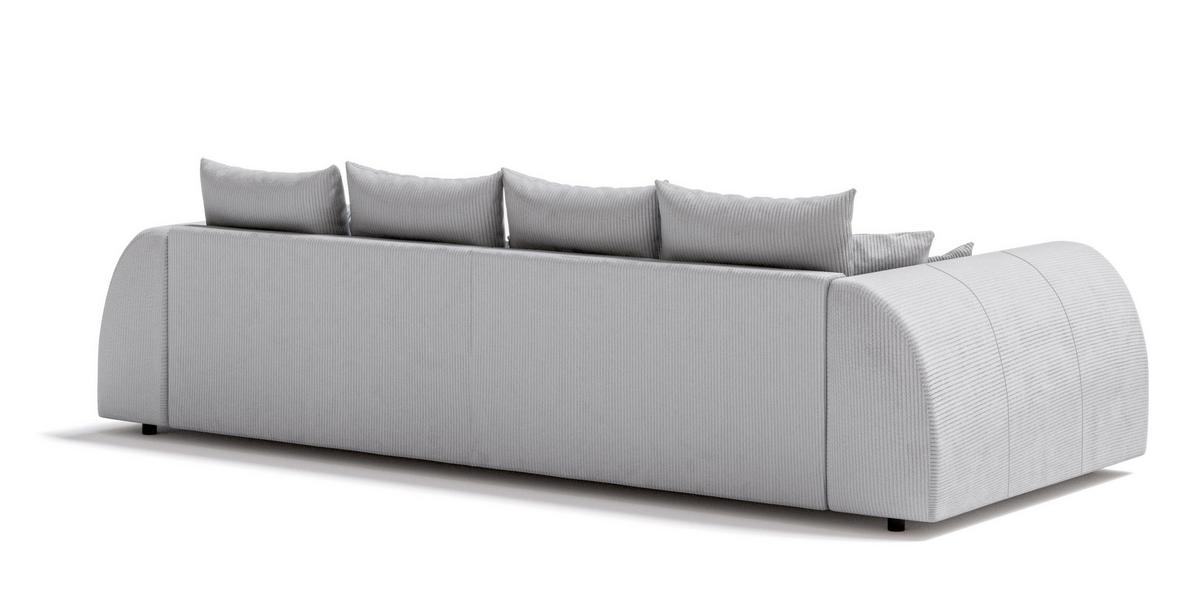 BIGSOFA Levana 5 Sitzer Hellgrau Cord-Stoff - Hellgrau/Schwarz, Holz/Kunststoff (310/86/135cm) - S-Style Möbel