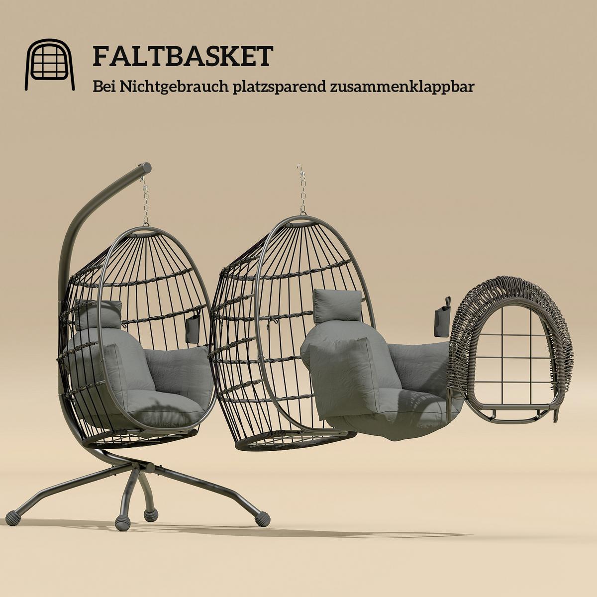 HÄNGESESSEL Stahl Polyester Schwarz - Schwarz, Metall (88/192/120cm) - Outsunny