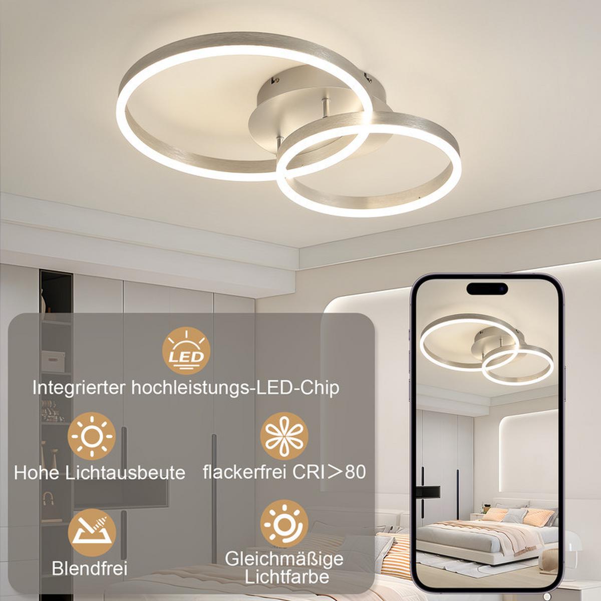 LED-DECKENLEUCHTE Emmendingen II 40/59cm - Silberfarben, Metall (40/59/12cm) - Nettlife