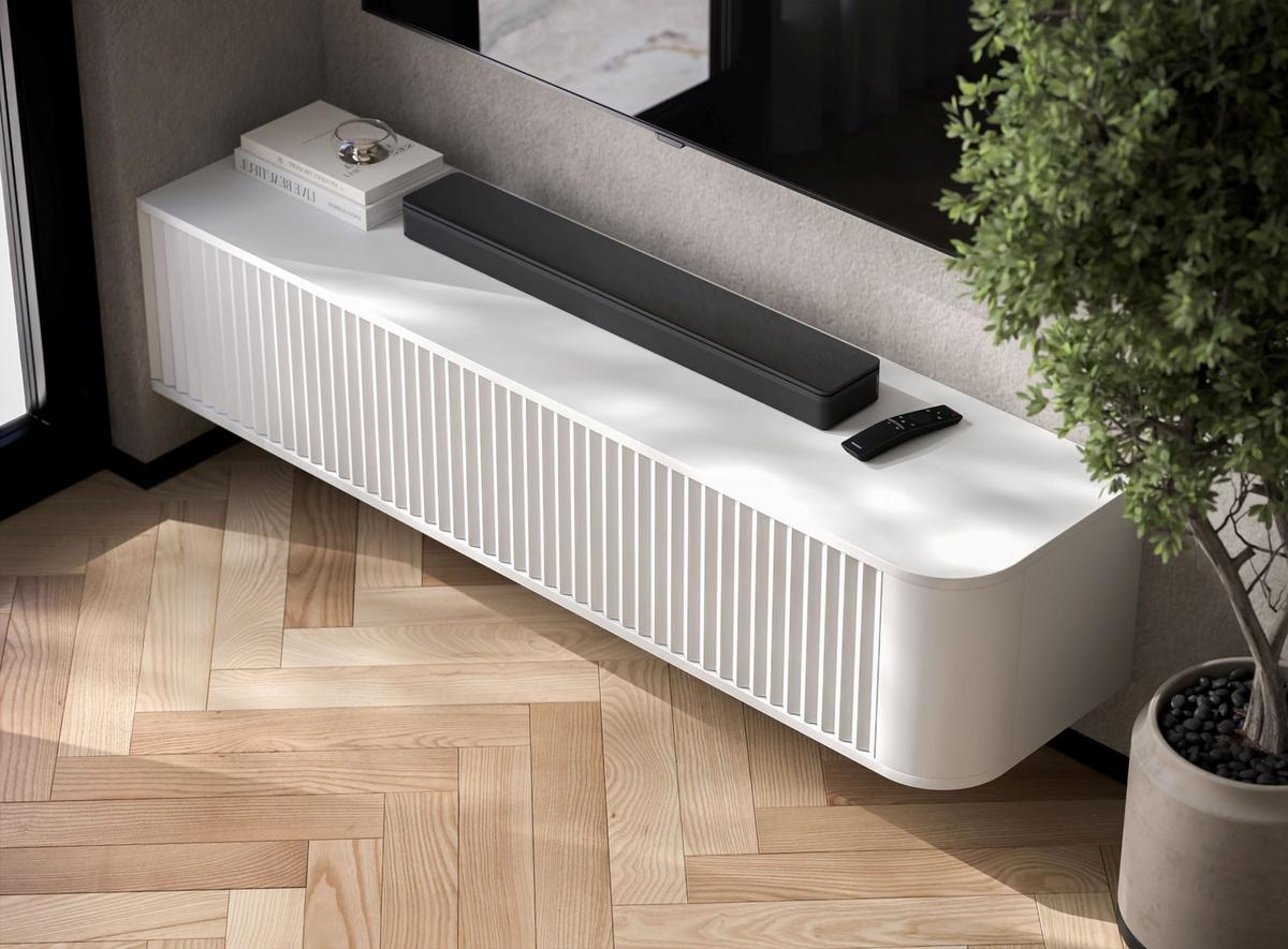 TV-LOWBOARD Aurora Weiß matt 140 cm - Weiß, Holzwerkstoff (140/30/35cm) - Meble Lindner