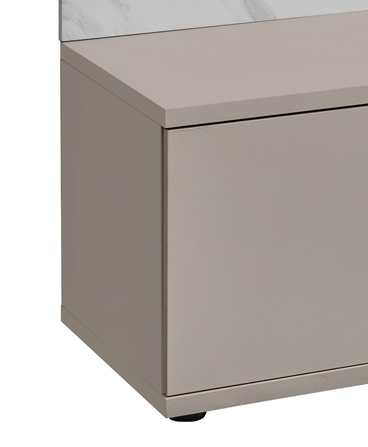 TV-LOWBOARD kaschmir, Marmor weiß 180 cm, TV Unterschrank Set mit Wandpaneel und Push-to-Open - Kaschmir/Weiß, Holzwerkstoff (180/155/45cm) - Inn.Furn
