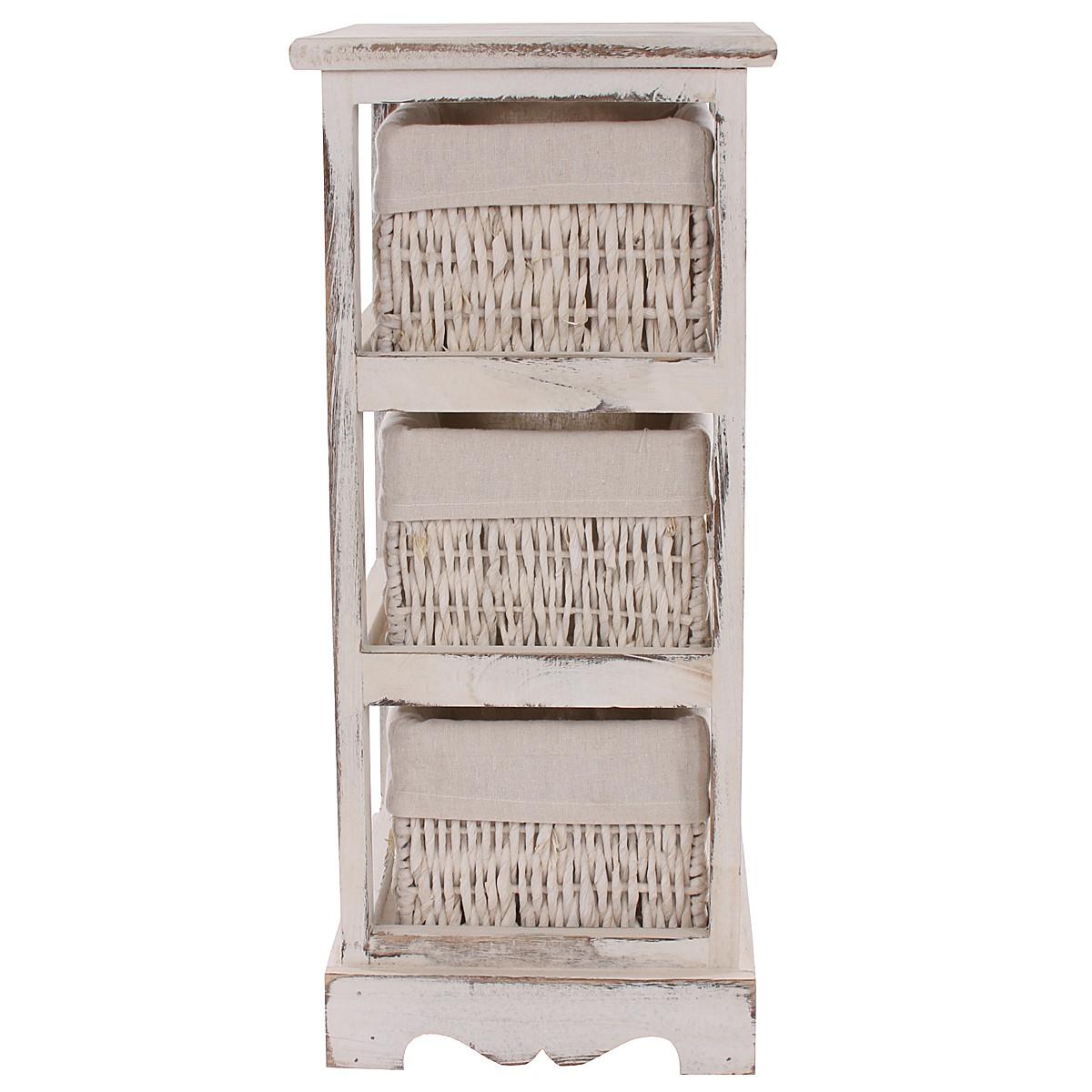 KOMMODE MIT 3 KORBSCHUBLADEN 2ER-SET Weiß - Weiß, Holz (25/58/28cm) - MCW
