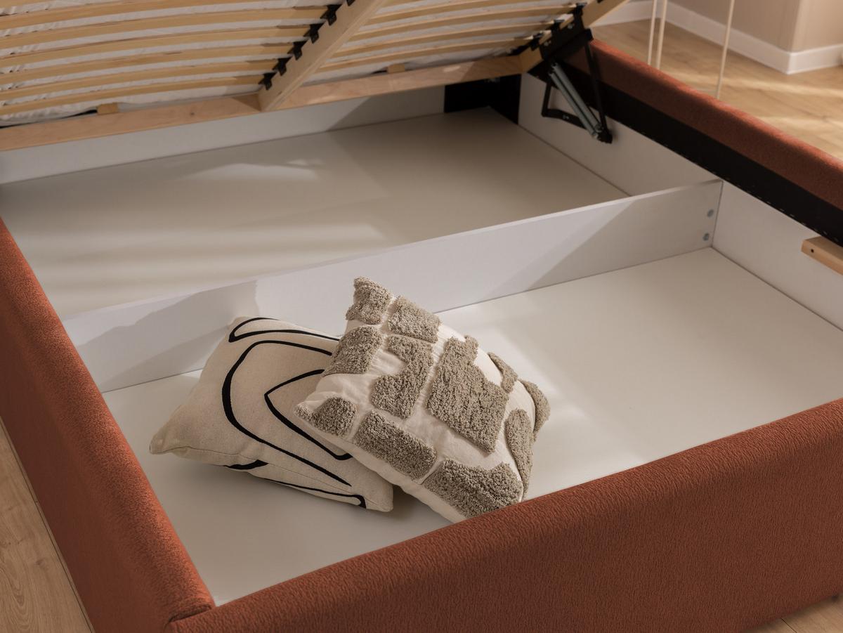 POLSTERBETT 200/200 cm Josy im Designer-Look mit Bettkasten und Lattenrost aus Terrakotta Chenille-Stoff - Terracotta/Schwarz, Holz/Kunststoff (200/200cm) - S-Style Möbel