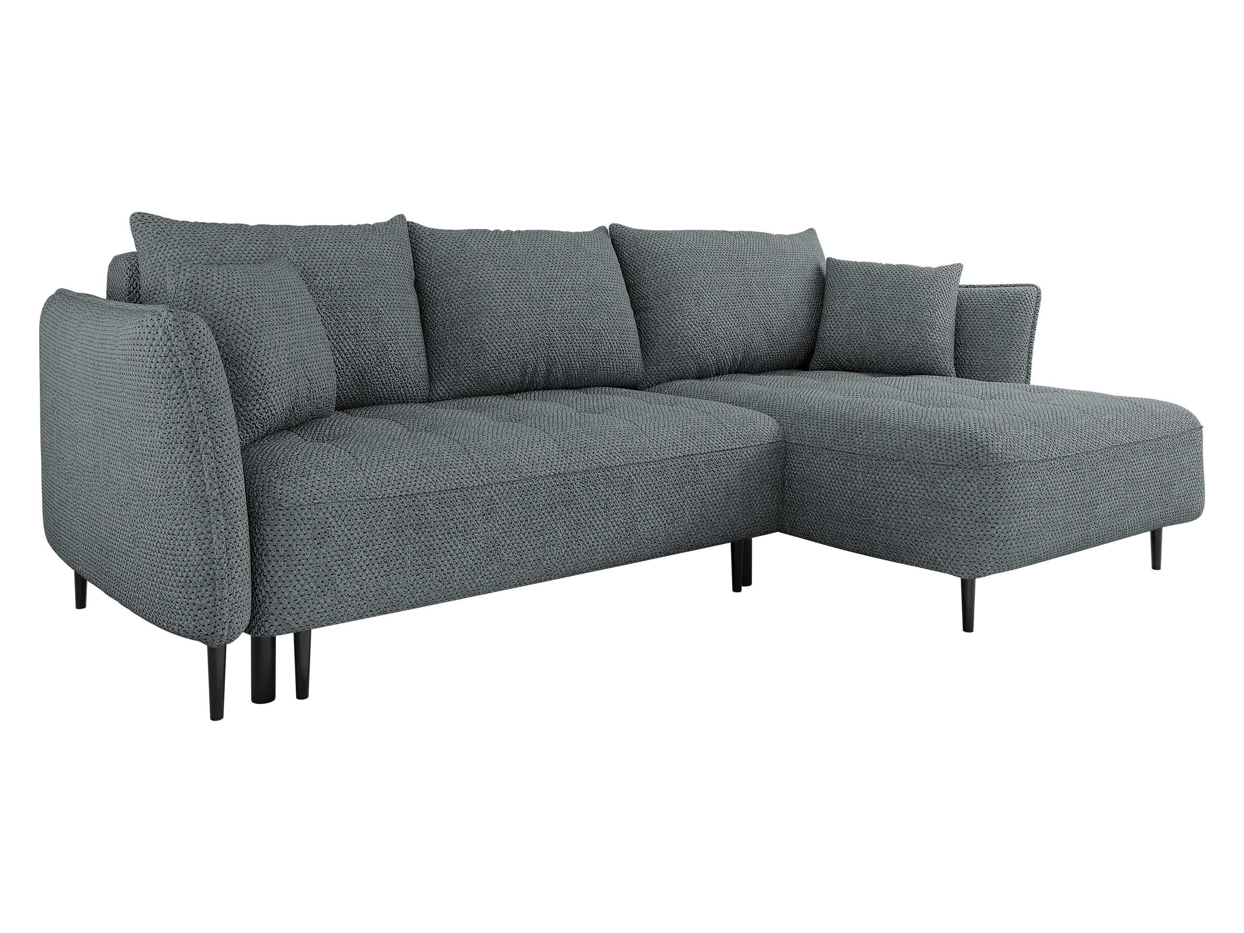 ECKSOFA Bari, Seite: Rechts - Dunkelgrau/Schwarz, Holz/Textil (276/158cm) - MIRJAN24