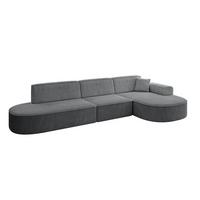 ECKSOFA Ottomane Rechts MARI-L2 - 328x171x79 cm Dunkelgrau Cord - Dunkelgrau/Schwarz, Holzwerkstoff/Kunststoff (171/328cm) - ALTDECOR