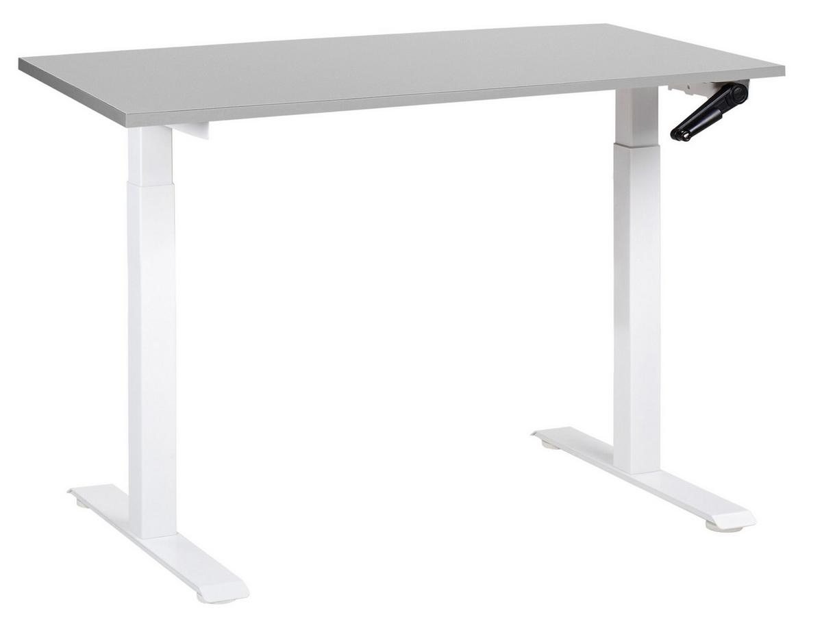 SCHREIBTISCH grauweiß 120/72 cm manuell höhenverstellbar Destin III - Weiß/Grau, Holz (100/53/74cm) - Beliani