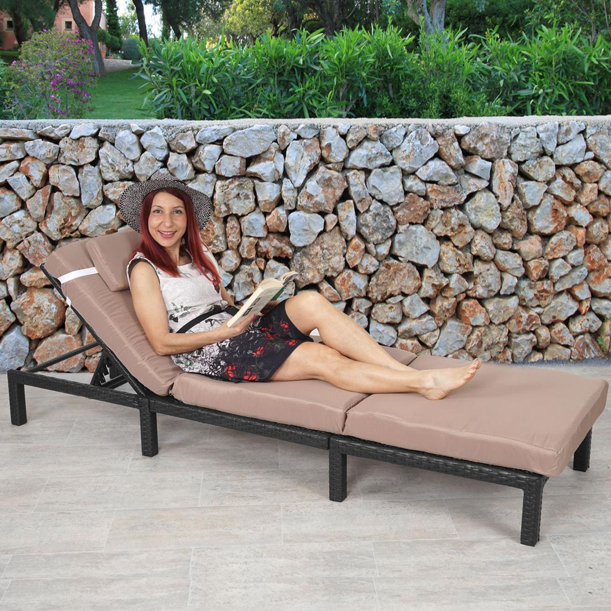 SONNENLIEGE Anthrazit, Cremeweiß - Anthrazit/Weiß, Kunststoff (60/71/198cm) - MCW