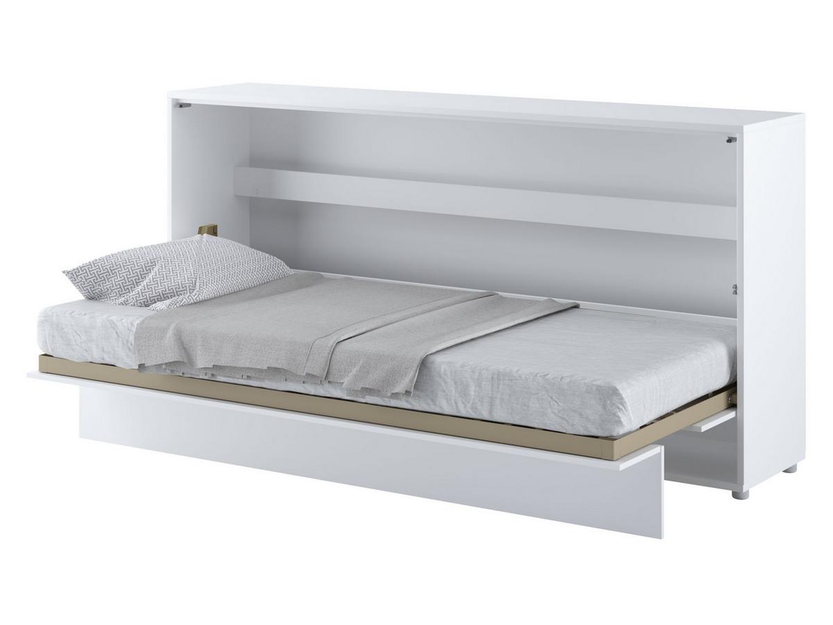 SCHRANKBETT Bed-Concept BC-06 90x200 mit weißer LED Beleuchtung - Weiß Hochglanz/Grau, Holz/Holzwerkstoff (90/200cm) - MIRJAN24