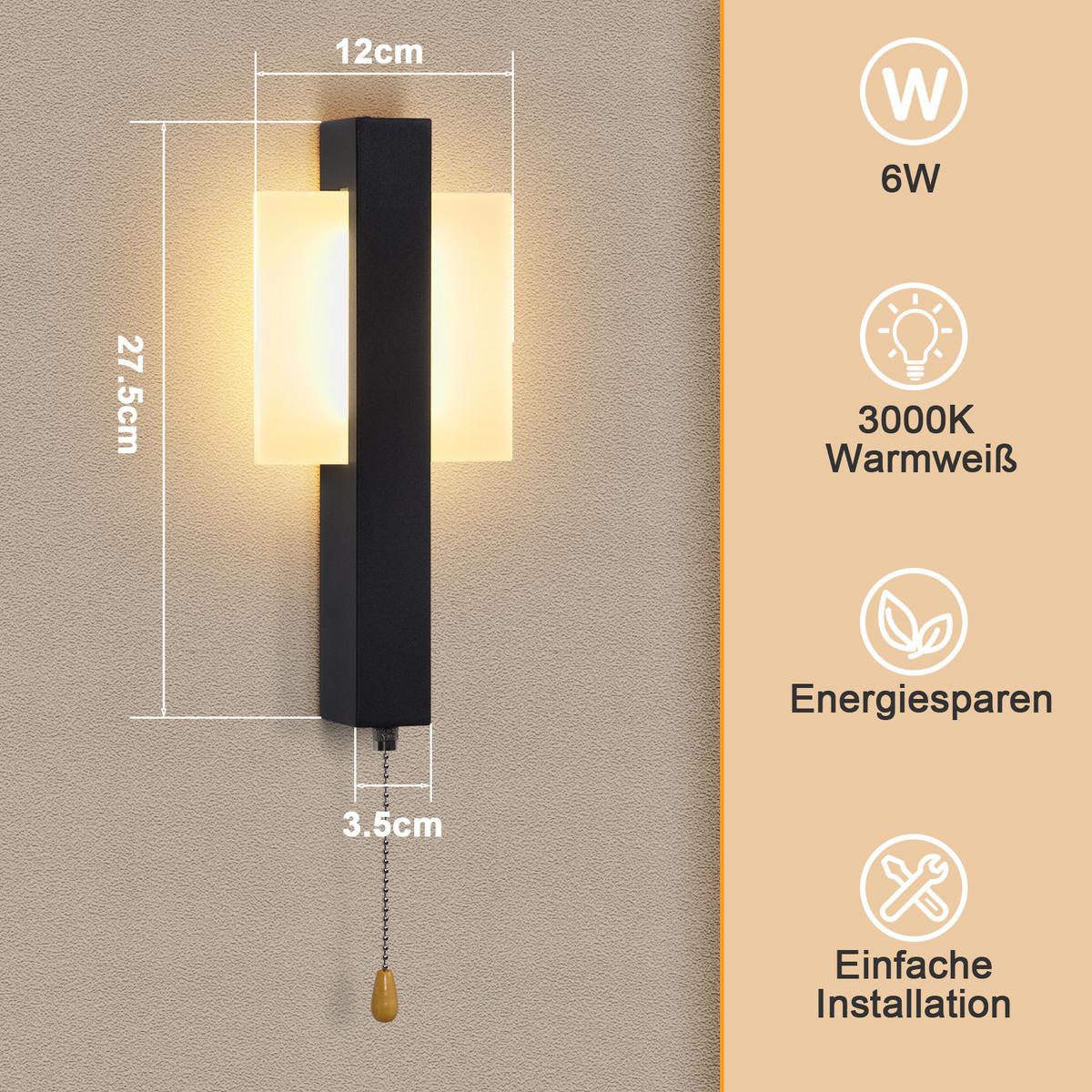 LED-WANDLEUCHTE Glistening 27.5/12/4.5 cm - Schwarz, Metall (12/4.5/27.5cm) - ZMH