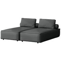 GARTENLIEGE Lorento 2er-Set Outdoor Polster-Doppellliege, Dunkelgrau Kunstleder 184/73/195 cm - Dunkelgrau, Textil (92/73/195cm) - WFL GROUP