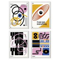 POSTER Set mit 4 abstrakten KubismusAkzeptanz Ästhetische A3 Weißer Rahmen - Weiß, Papier (29.7/3cm) - Nacnic